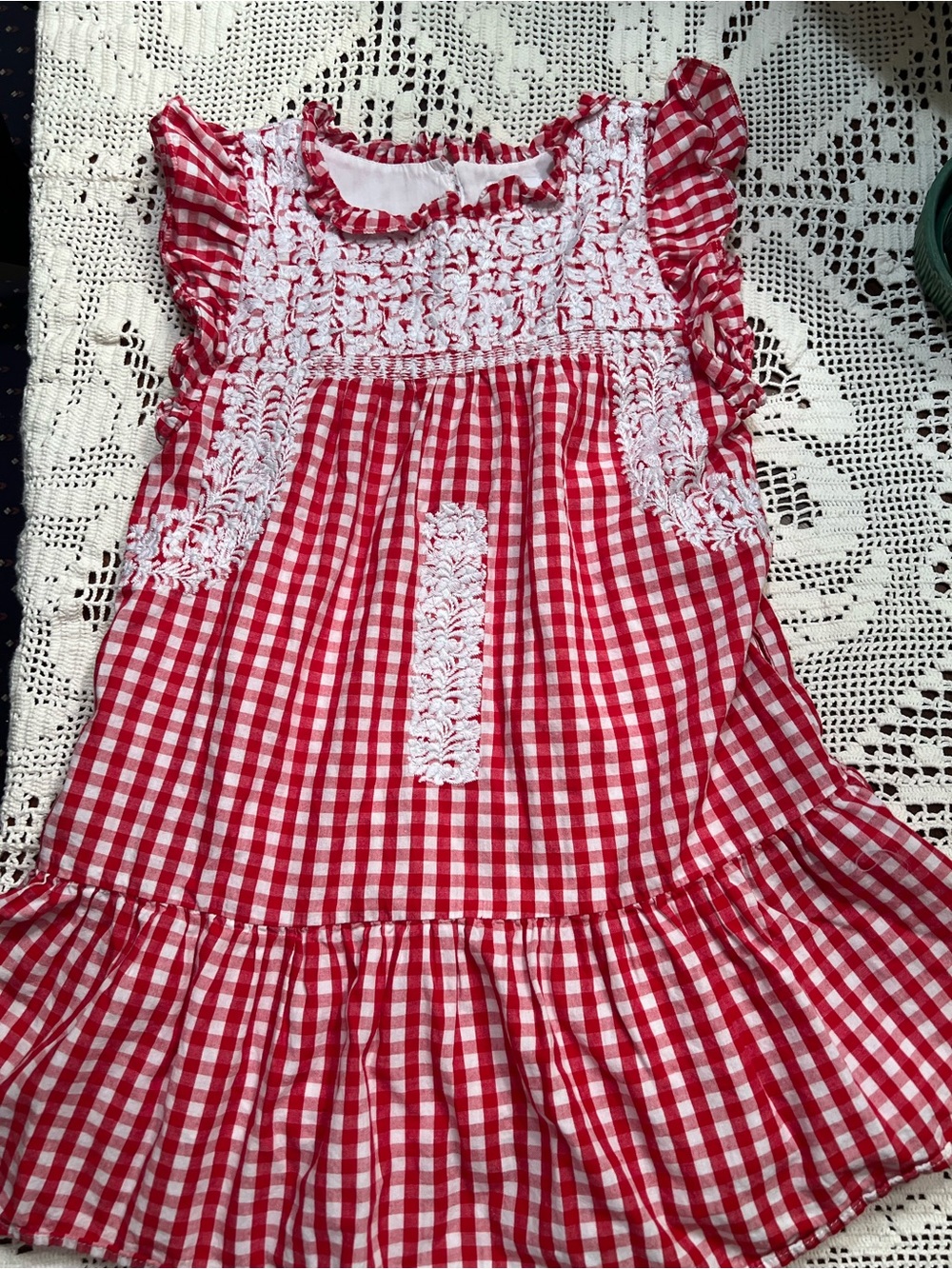 j.marie Girls Red & White Gingham Dress